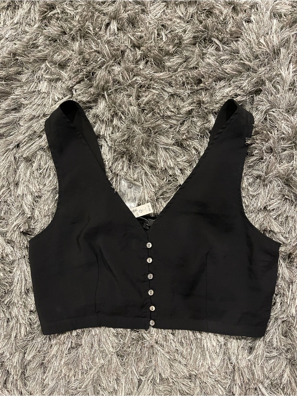 Madewell Black Button-Front Crop Top Size 8 NWT